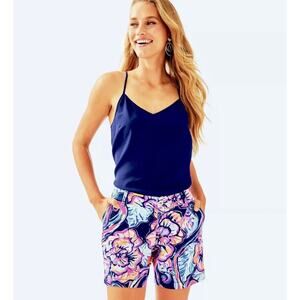 Lilly Pulitzer Jayne Stretch Shorts Nauti Navy Boho Bateau 7” Inseam Preppy SZ16